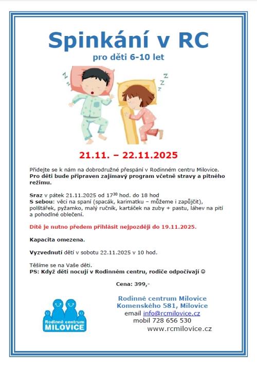 přespání v rodinném centru